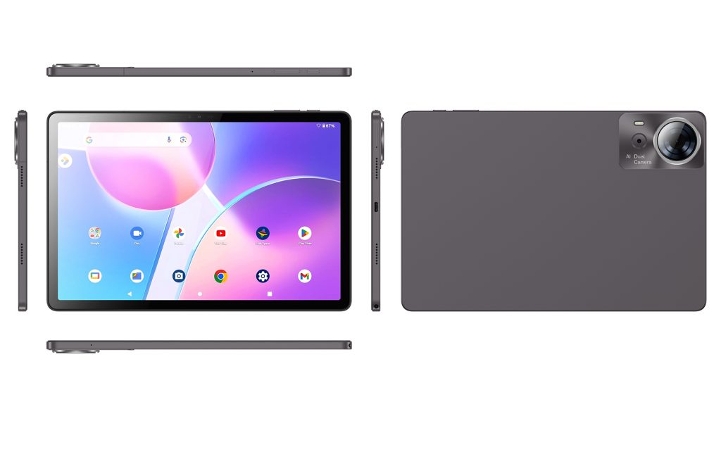 K35 slim industrial tablet side and back view, lightweight design for business mobility.