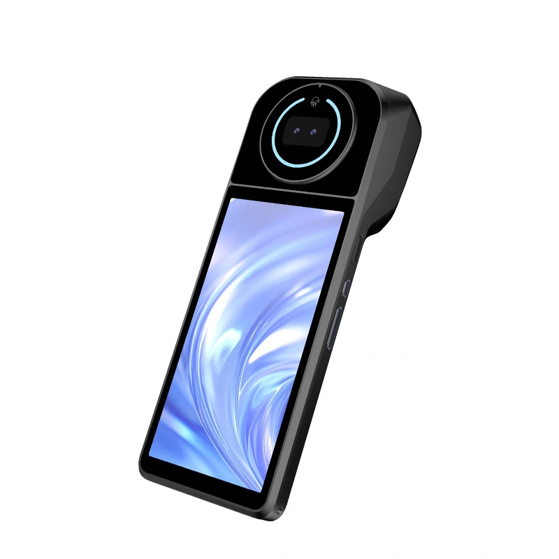 NORYOX NB60PRO Palm mobile POS terminal angled view showing orange printing/scanner module and sleek black body