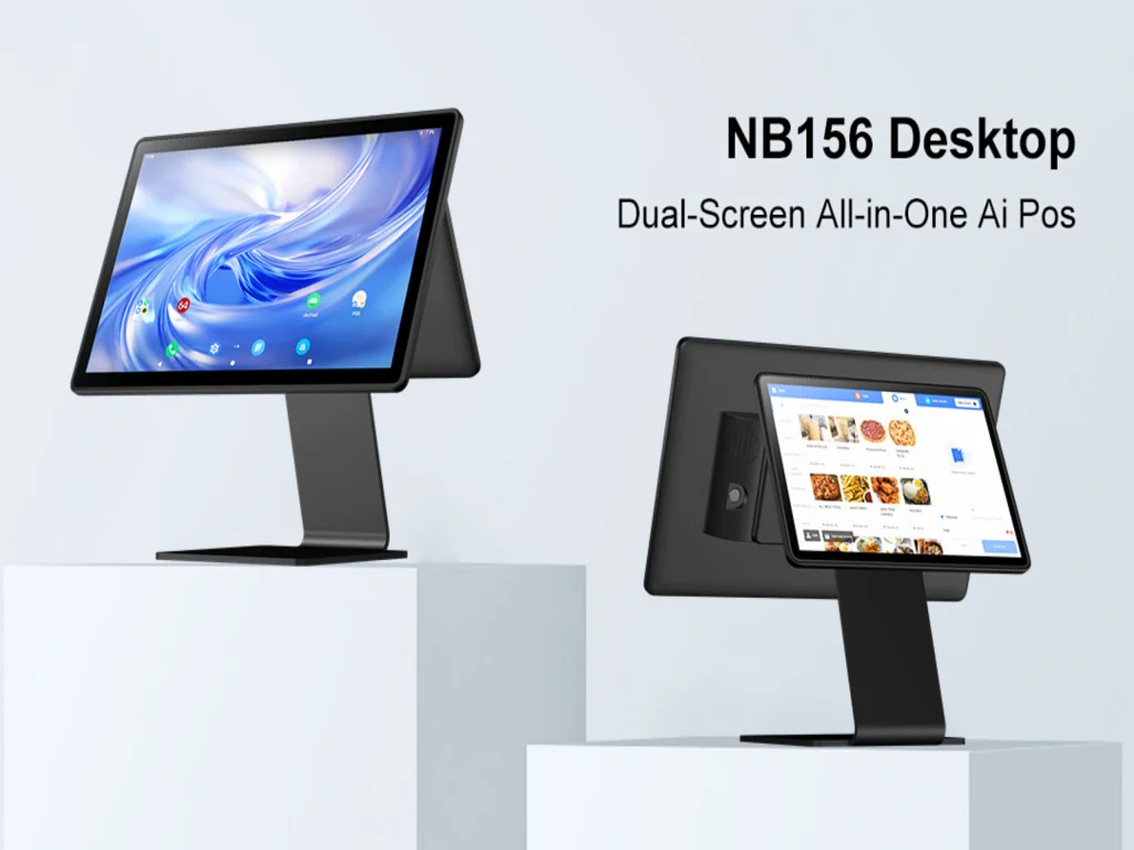 NB156 Desktop dual-screen all-in-one AI POS terminal for restaurants and retail