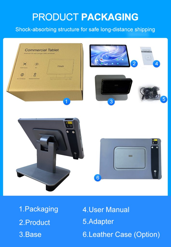 TPAD Android POS tablet product packaging and contents list